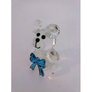 Urso 6x4cm -vidro c/ Laço Azul 03-3372