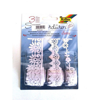 White Embroidered Ribbon 3mts Spitze 12701