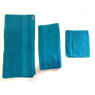 Jogo de Banho Azul c/ 3 Peças 100%Alg