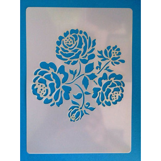 Stencil White 14.5x20cm Branch Roses ST61