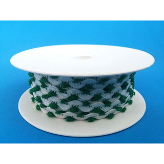 Fita Grega Estreita Picote Branco/ Verde