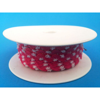 Fita Grega Estreita Picot Fuscia/ Branco