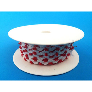 Fita Grega Estreita Picot Branco/ Vermelh