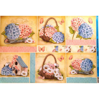 Folha Decoup 49x34,3cm Hortências PD436