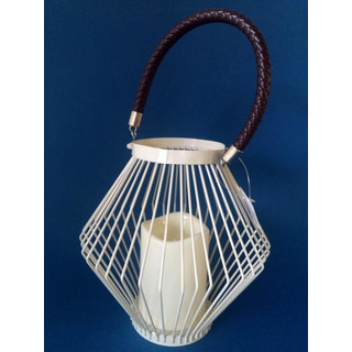 White Lantern with Candle