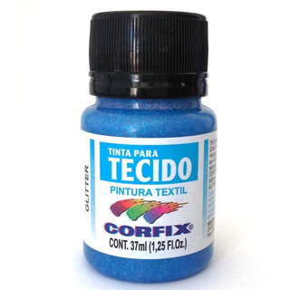 Tinta Tecido Azul Glitter 37ml 504