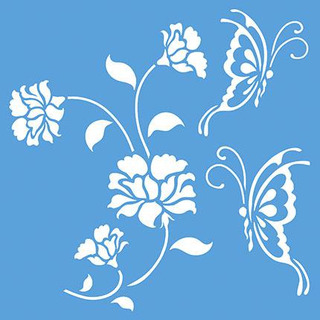 Stencil 20x20cm Flor  Borboletas STXX-022