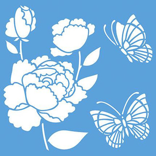 Stencil 20x20cm Rainunculos Borboletas STXX026