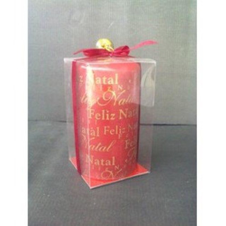 Red Candle with Letters Gold 7x12cm 5813