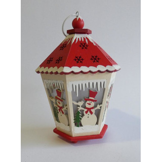 Wooden Lantern with Santa Claus Light