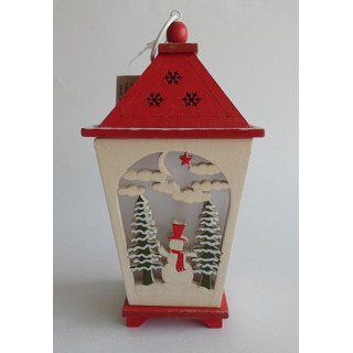 Wooden Christmas Lantern with Light 20cm 10-5626