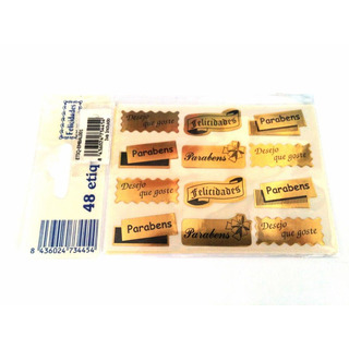 Etiquetas Douradas Felicidades Etc c/ 48