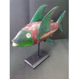Wood Decorated Fish with Suport GBAM-208