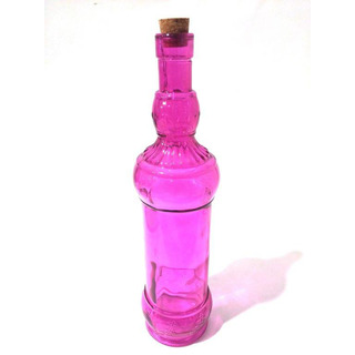 Garrafa Vidro 31cm Fuchia c/ Rolha