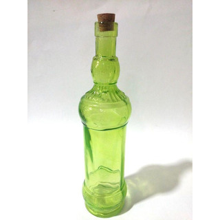 Garrafa Vidro 31cm Verde Lima c/ Rolha