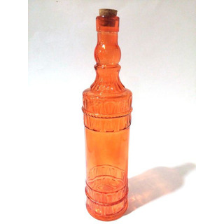 Garrafa Vidro 31cm Laranja c/ Rolha