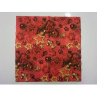 Guardanapo  Verm c/ Estrelas e Bolas Nat