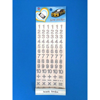 Stiker Números c/ Pedras Prata 1cm