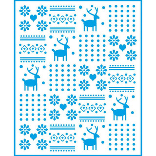 Stencil Natal Veados e Flores 17x21cm - STMN061