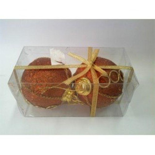 Conj 2Bolas Natal 8cm Cobre c/ Ouro 03987