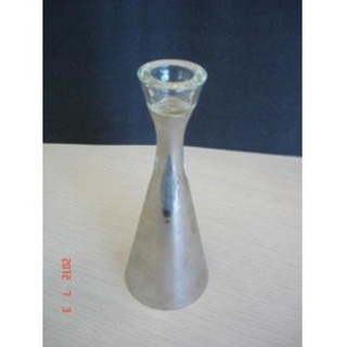 Castiçal Metal Prateado/ Vidro Méd 6089C