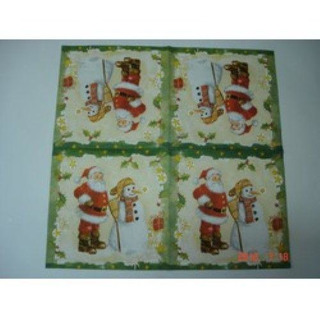 Guardanapo c/ Pai Natal e Boneco de Neve