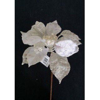 Flor Natal Branca/ Glitt Pé Peq 10-4167