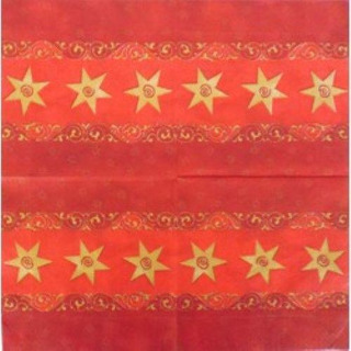 Guardanapo Vermelho c/ Estrelas Douradas
