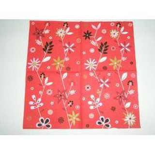 Guardanapo Vermelho c/ Flores Estilizadas