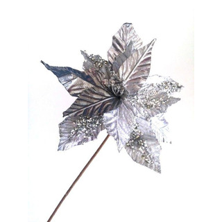 Silver Decorative Flower with Glitter