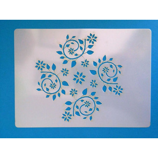 Stencil White 14.5x20cm Flowers ST68