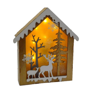Wooden House 22x4.5x20cm with Light 2300-158