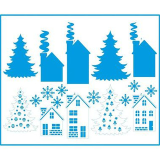 Stencil Christmas Tree/ Houses 20x25cm STRN-010