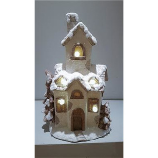 White Christmas House with Light 50cm