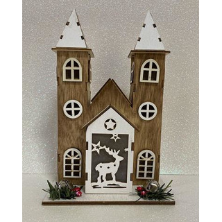 Wooden House 25cm with Light -2300-146