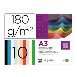 Cardboard A4 180 grs pack w/ 100 fls 10 assorted colors 37332