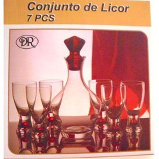 Conj 6 Copos Licor c/ Pé  Garrafa DR