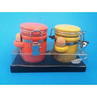 Conj 2 Potes pª Especiari c/ Colher 4458