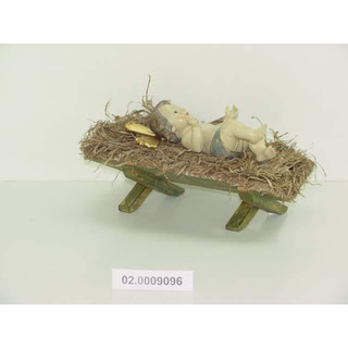 Jesus Lying 26cm Golden Crown and Straw Bed 02-0009096